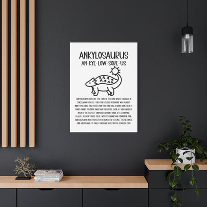 Cute Ankylosaurus Vertical Matte Canvas White, Stretched, 1.25" Amazing Gift for the Dino Lover in your life