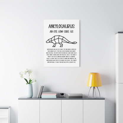 Polygon Outlined Ankylosaurus Vertical Matte Canvas White, Stretched, 1.25" Amazing Gift for the Dino Lover in your life