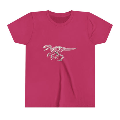 Youth Detailed Velociraptor Skeleton Tee – Fossil-Inspired Style for Dino Fans! 🦖🦴⚒️- Unisex Jersey Short Sleeve Tee Super Comfy Dino T-Shirt Gift