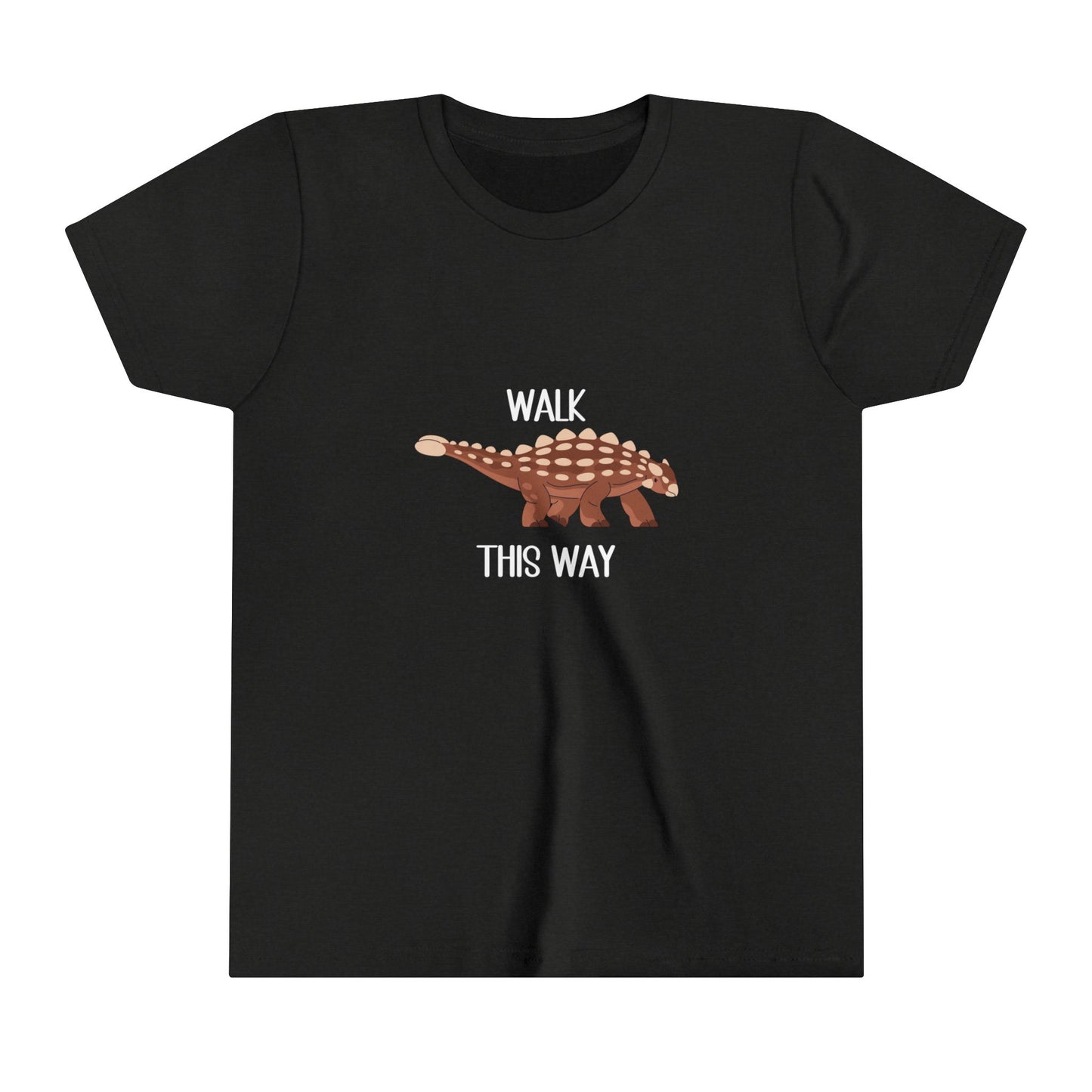 Youth Ankylosaurus Walk This Way White Graphic - Unisex Jersey Short Sleeve Tee Super Comfy Dino T-Shirt Gift