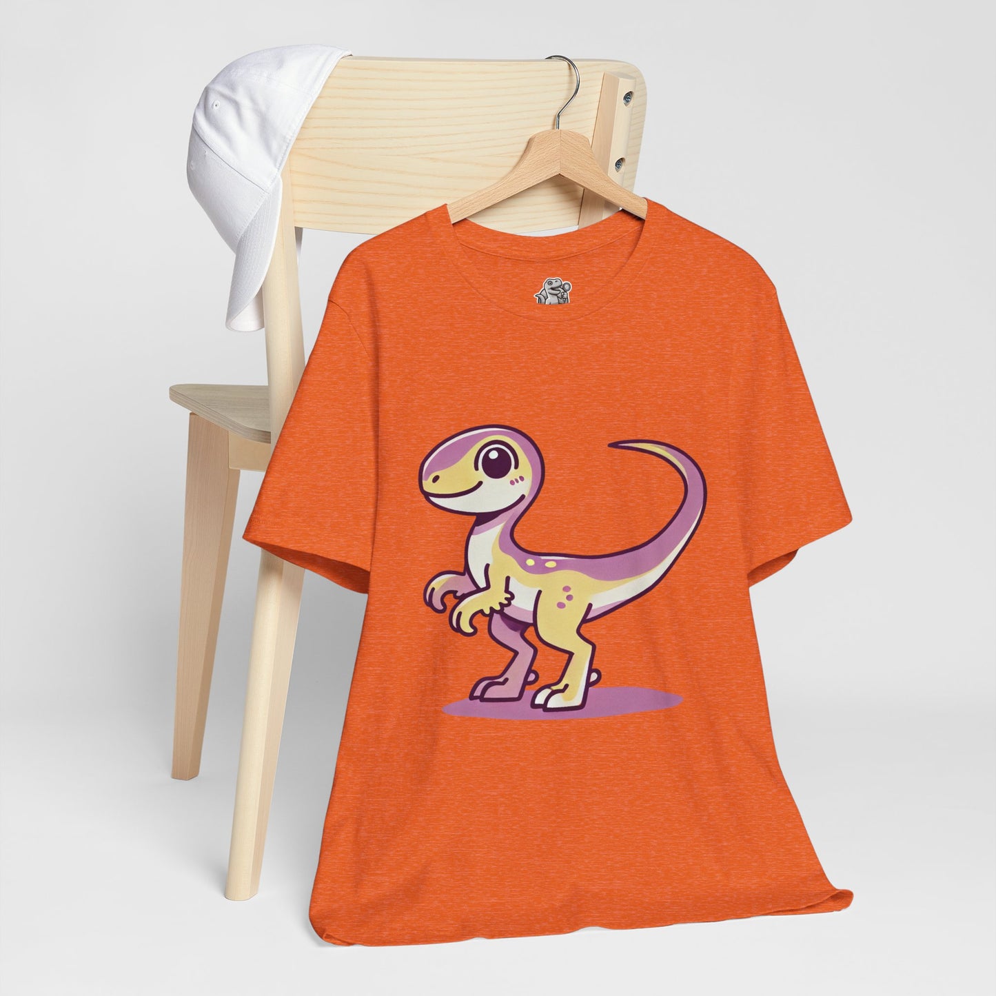 Lavender & Yellow Cartoon Velociraptor - Unisex Jersey Short Sleeve Tee Super Comfy Dino T-Shirt Gift