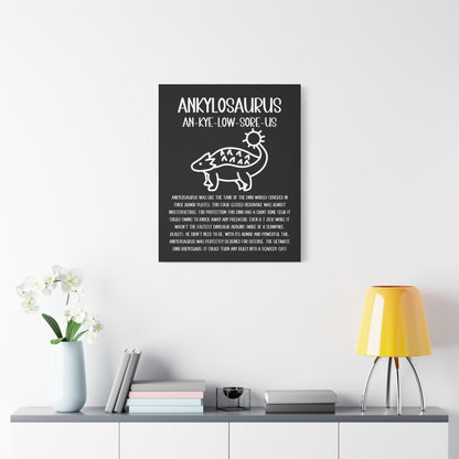 Cute Ankylosaurus Vertical Matte Canvas Black, Stretched, 1.25" Amazing Gift for the Dino Lover in your life