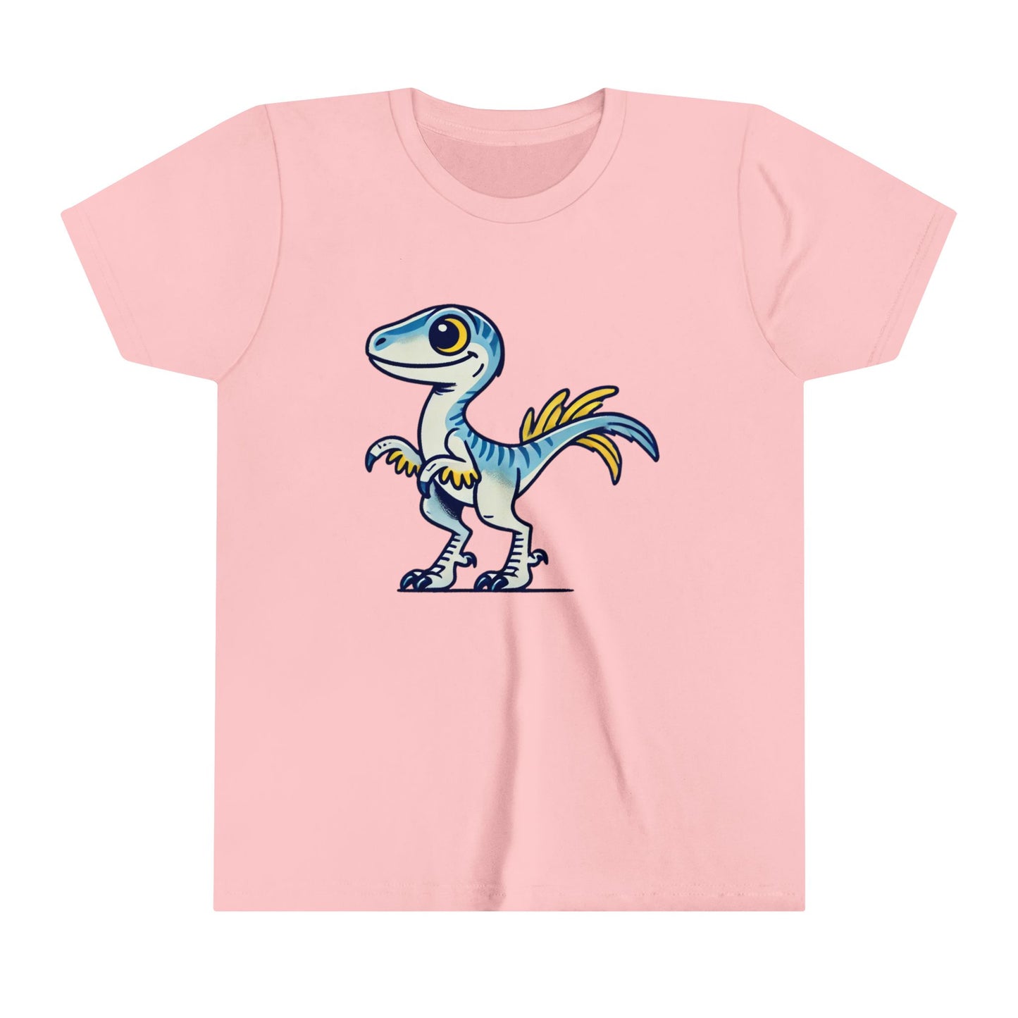 YouthPlayful Blue & Yellow Velociraptor Tee – Dino Fun for All Ages! 🦖💙💛 - Unisex Jersey Short Sleeve Tee Super Comfy Dino T-Shirt Gift