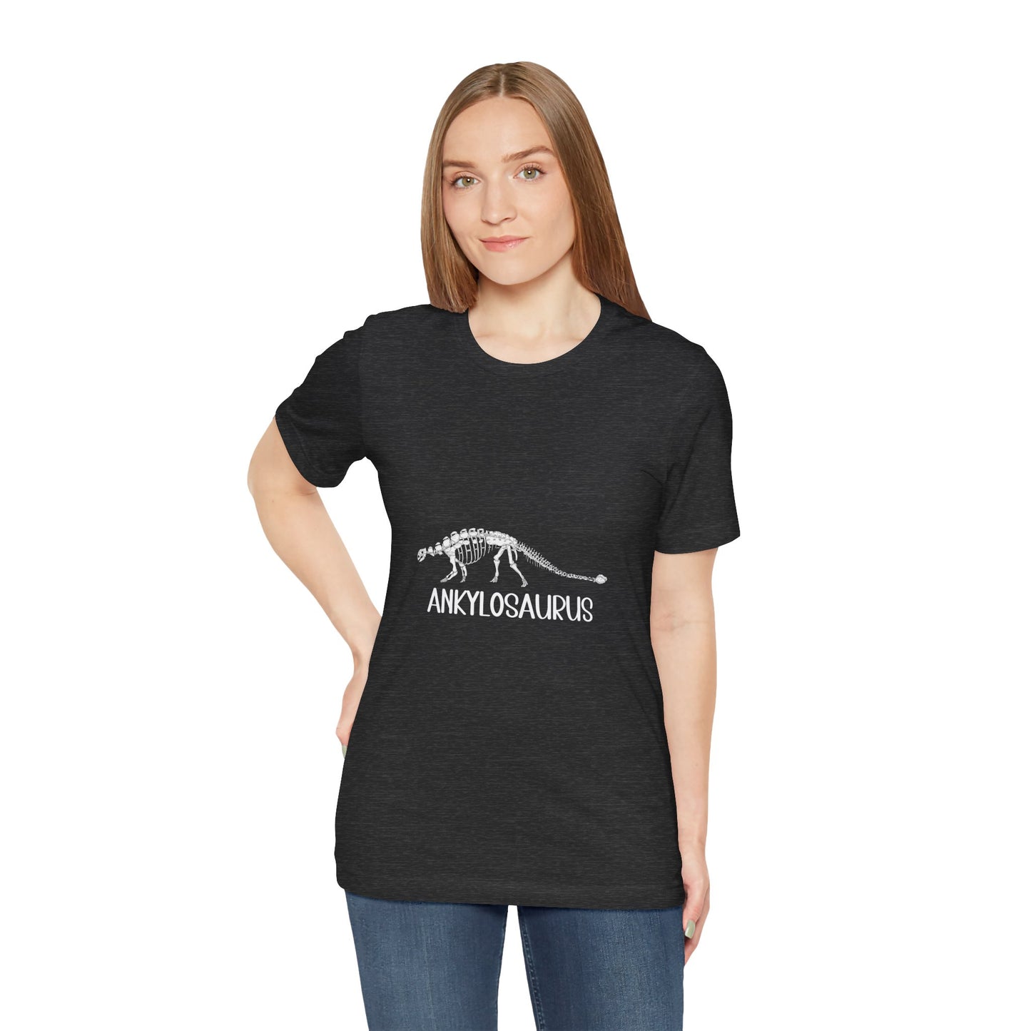 Fossil Ankylosaurus White Graphics- Unisex Jersey Short Sleeve Tee Super Comfy Dino T-Shirt Gift