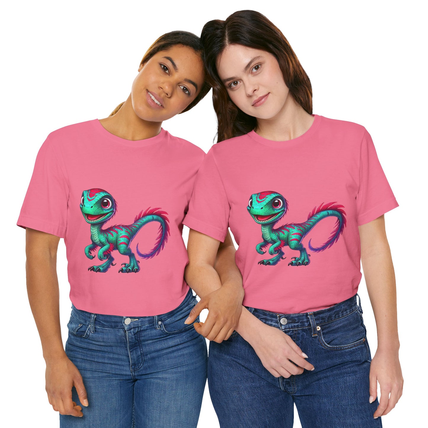 Bright & Bold Velociraptor Tee – Stand Out with Dino Style! 🦖💜💚 - Unisex Jersey Short Sleeve Tee Super Comfy Dino T-Shirt Gift