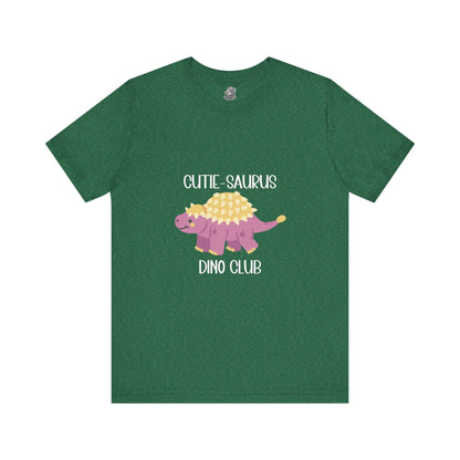 Ankylosaurus Cutie Saurus Dino Club Pink - White Graphic - Unisex Jersey Short Sleeve Tee Super Comfy Dino T-Shirt Gift