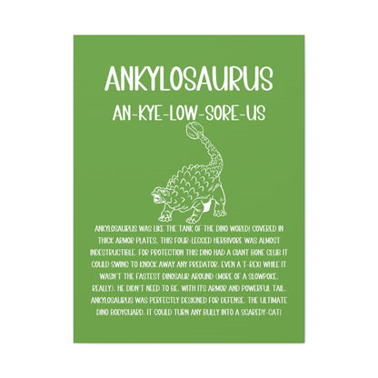 Defensive Ankylosaurus Vertical Matte Canvas Green, Stretched, 1.25" Amazing Gift for the Dino Lover in your life