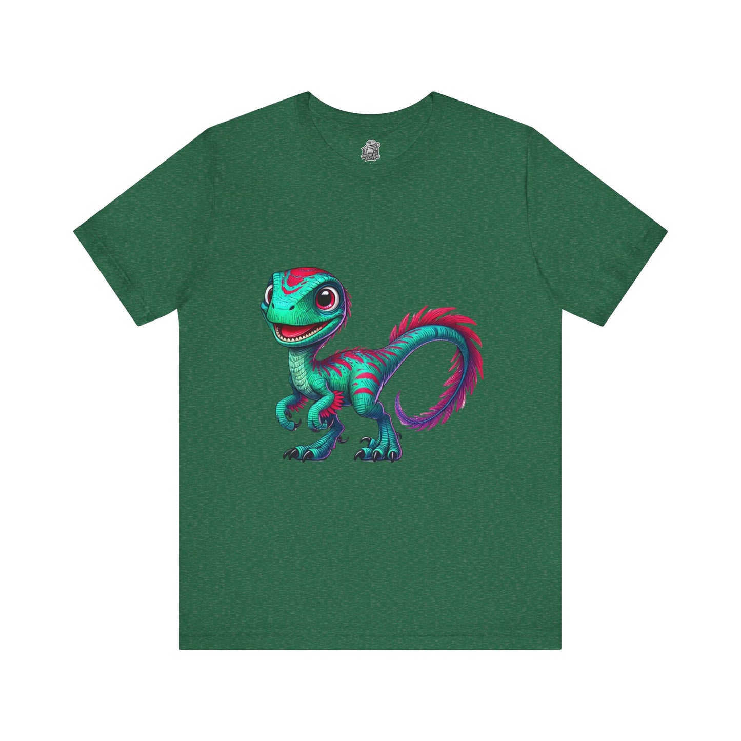 Bright & Bold Velociraptor Tee – Stand Out with Dino Style! 🦖💜💚 - Unisex Jersey Short Sleeve Tee Super Comfy Dino T-Shirt Gift