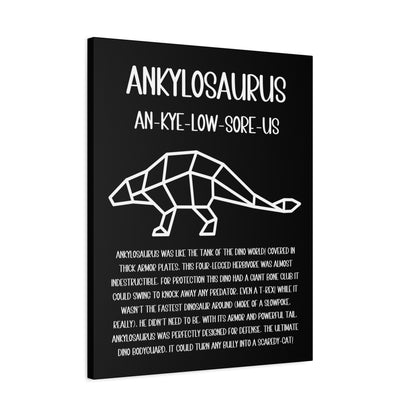 Polygon Outlined Ankylosaurus Vertical Matte Canvas Black, Stretched, 1.25" Amazing Gift for the Dino Lover in your life