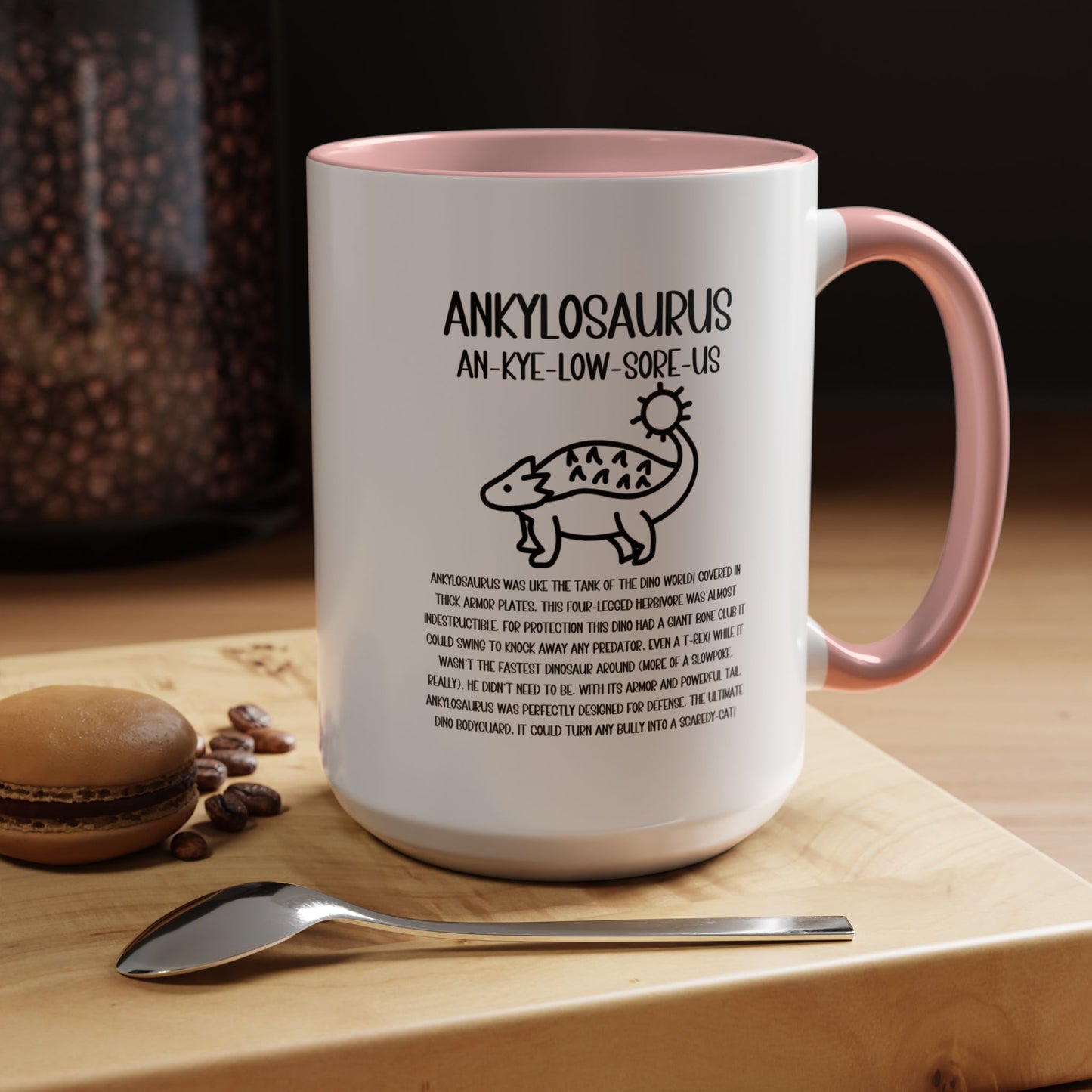 Cute Ankylosaurus Mug with Detailed Black Graphic Amazing Gift for the Dino Lovers in your life