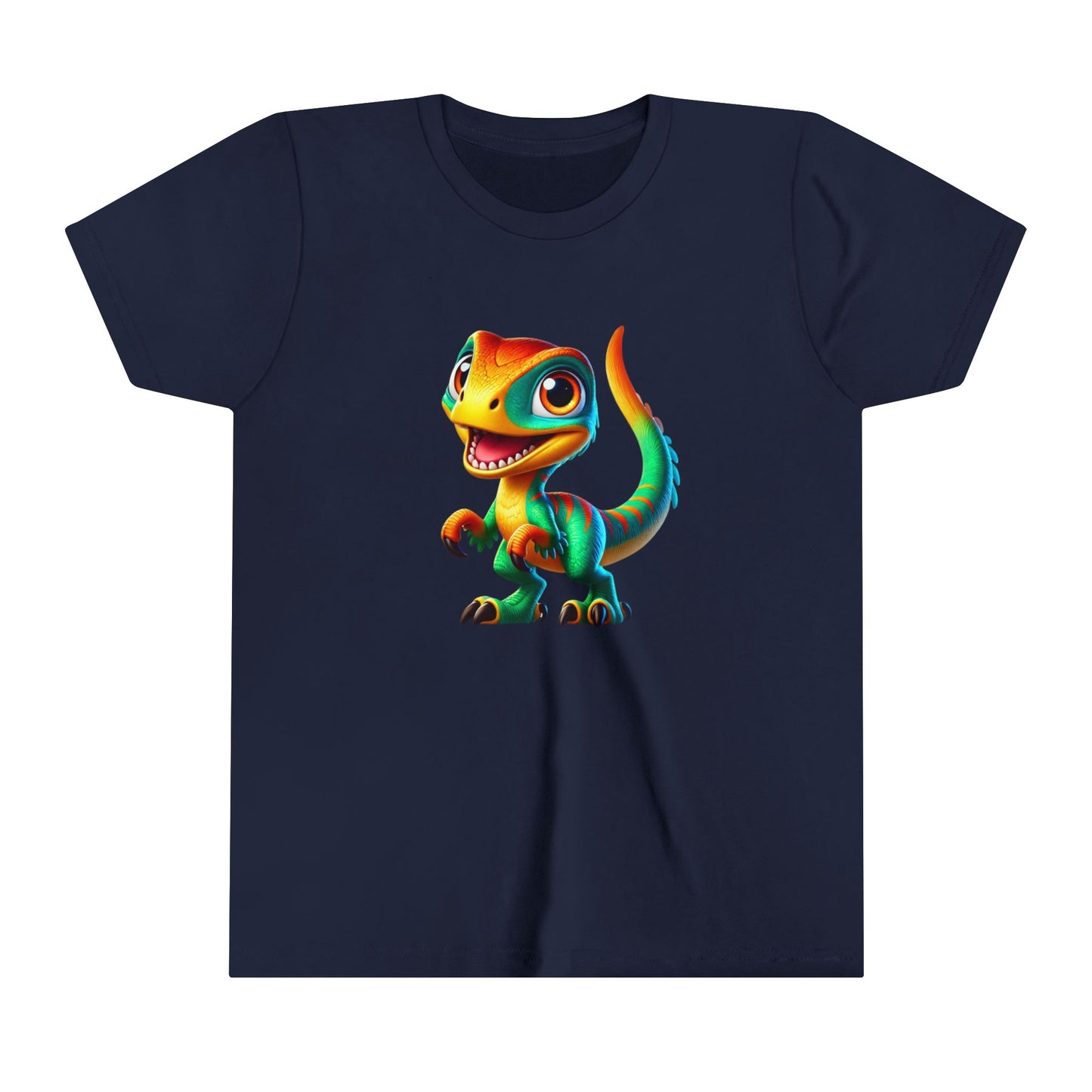 Youth Vibrant Green & Orange Velociraptor – Perfect for Dino Fans! - Unisex Jersey Short Sleeve Tee Super Comfy Dino T-Shirt Gift