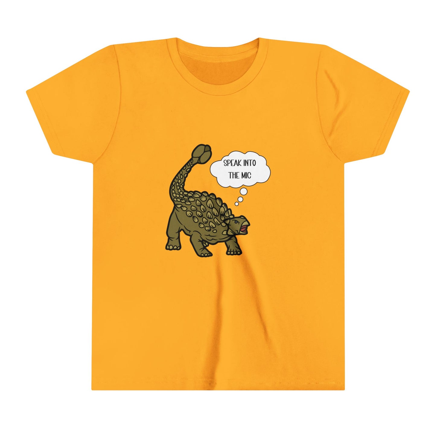 Youth Ankylosaurus Speak into the Mic Graphic - Unisex Jersey Short Sleeve Tee Super Comfy Dino T-Shirt Gift