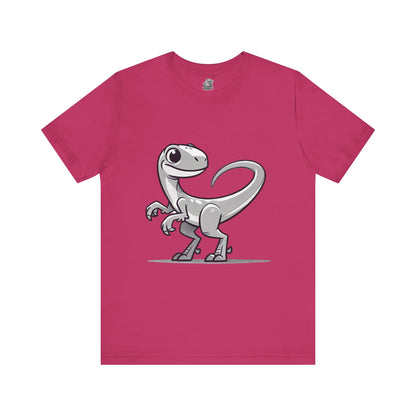 Monochrome Cartoon Velociraptor - Unisex Jersey Short Sleeve Tee Super Comfy Dino T-Shirt Gift