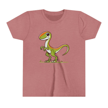 Youth Adorable Green Velociraptor Tee – Perfect for Dino Lovers! 🌿🦖💚 - Unisex Jersey Short Sleeve Tee Super Comfy Dino T-Shirt Gift