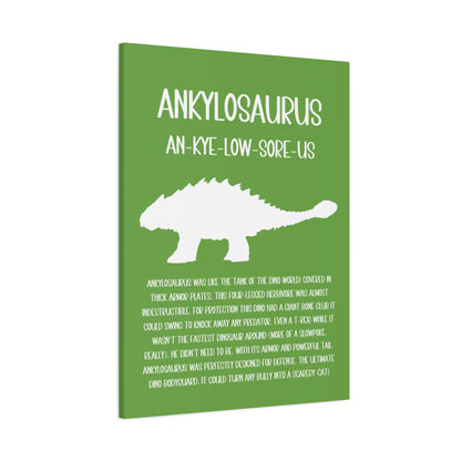 Ankylosaurus Vertical Matte Canvas Green, Stretched, 1.25" Amazing Gift for the Dino Lover in your life