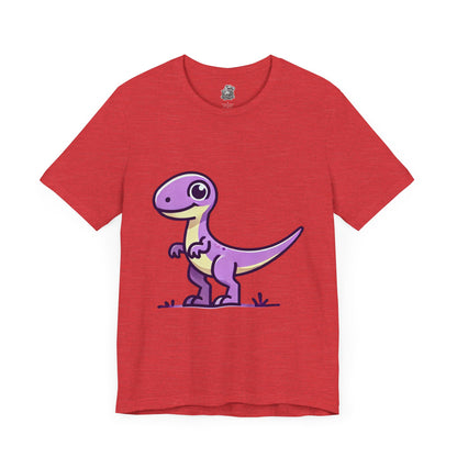 Cute Purple Cartoon Velociraptor - Unisex Jersey Short Sleeve Tee Super Comfy Dino T-Shirt Gift