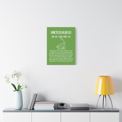 Defensive Ankylosaurus Vertical Matte Canvas Green, Stretched, 1.25" Amazing Gift for the Dino Lover in your life