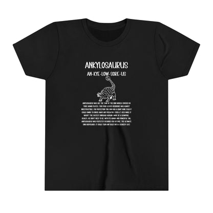 Youth Defensive Ankylosaurus T-Shirt with Detailed White Graphics - Unisex Jersey Short Sleeve Tee Super Comfy Dino T-Shirt Gift