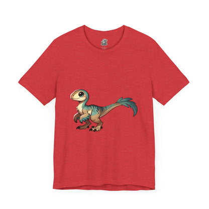 Sweet Baby Velociraptor Tee – Gentle Dino Charm in Soft Teal & Tan! 🦖💚✨ - Unisex Jersey Short Sleeve Tee Super Comfy Dino T-Shirt Gift