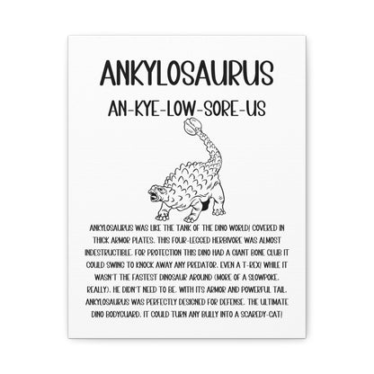 Defensive Ankylosaurus Vertical Matte Canvas White, Stretched, 1.25" Amazing Gift for the Dino Lover in your life