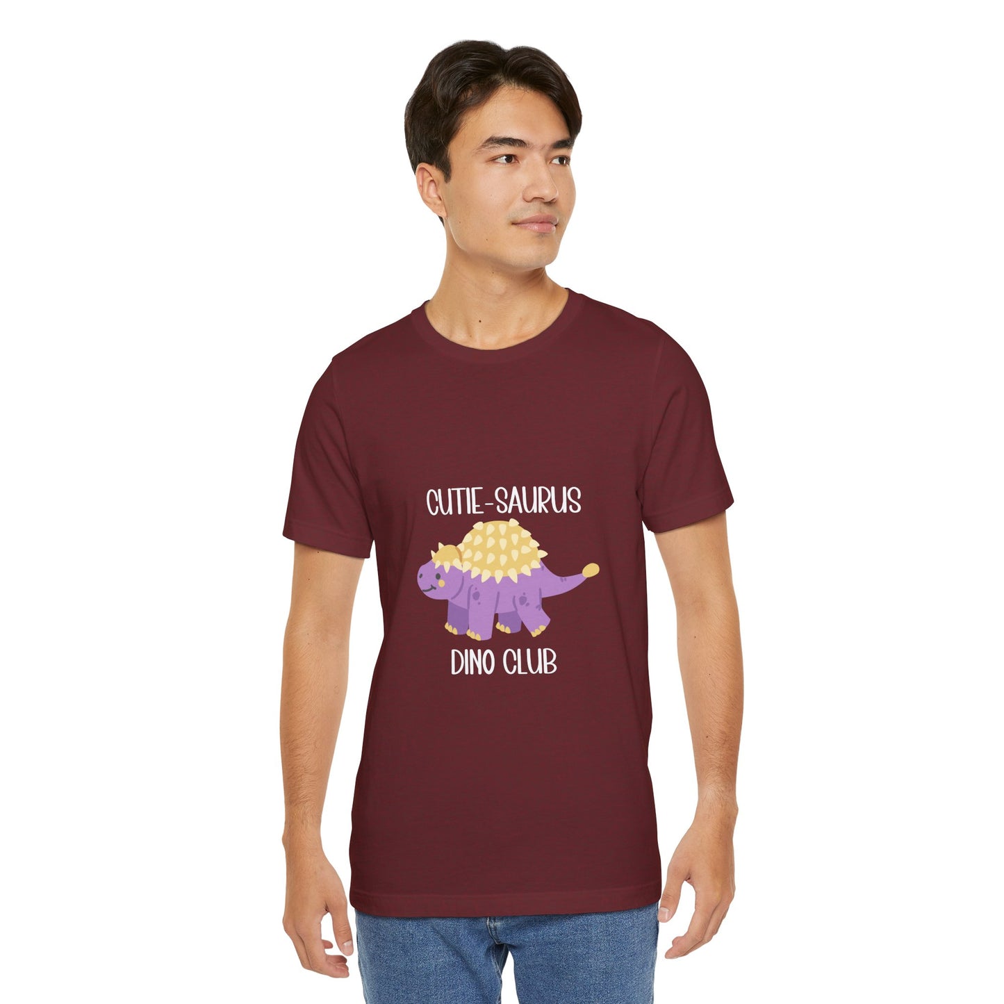 Ankylosaurus Ankylosaurus Cutie Saurus Dino Club Purple - White Graphic - Unisex Jersey Short Sleeve Tee Super Comfy Dino T-Shirt Gift