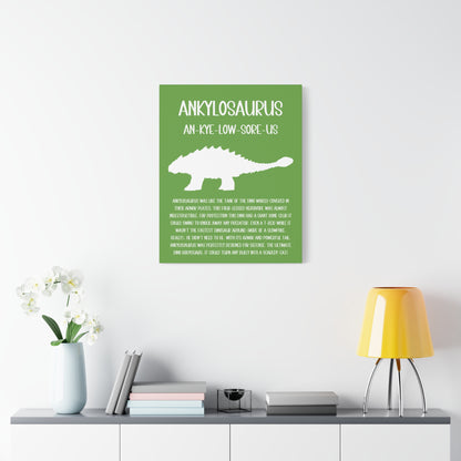 Ankylosaurus Vertical Matte Canvas Green, Stretched, 1.25" Amazing Gift for the Dino Lover in your life