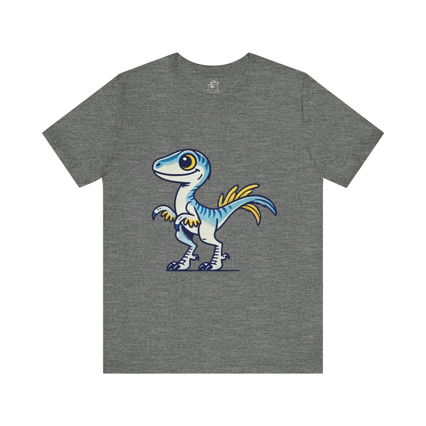 Playful Blue & Yellow Velociraptor Tee – Dino Fun for All Ages! 🦖💙💛 - Unisex Jersey Short Sleeve Tee Super Comfy Dino T-Shirt Gift