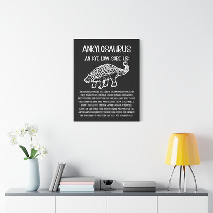 Outlined Ankylosaurus Vertical Matte Canvas Black, Stretched, 1.25" Amazing Gift for the Dino Lover in your life