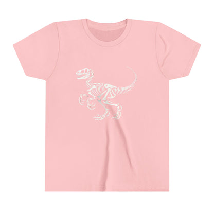 Youth Classic Velociraptor Skeleton Tee – Perfect Fossil Design for Dino Lovers! 🦖💀🦴 - Unisex Jersey Short Sleeve Tee Super Comfy Dino T-Shirt Gift