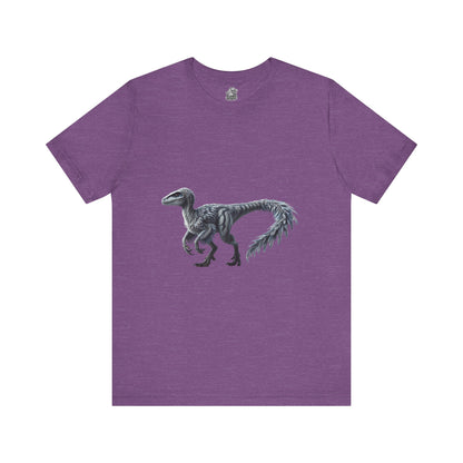 Elegant Feathered Velociraptor Tee – Sleek Style in Striking Silver & Gray 🦖🌌❄️ - Unisex Jersey Short Sleeve Tee Super Comfy Dino T-Shirt Gift