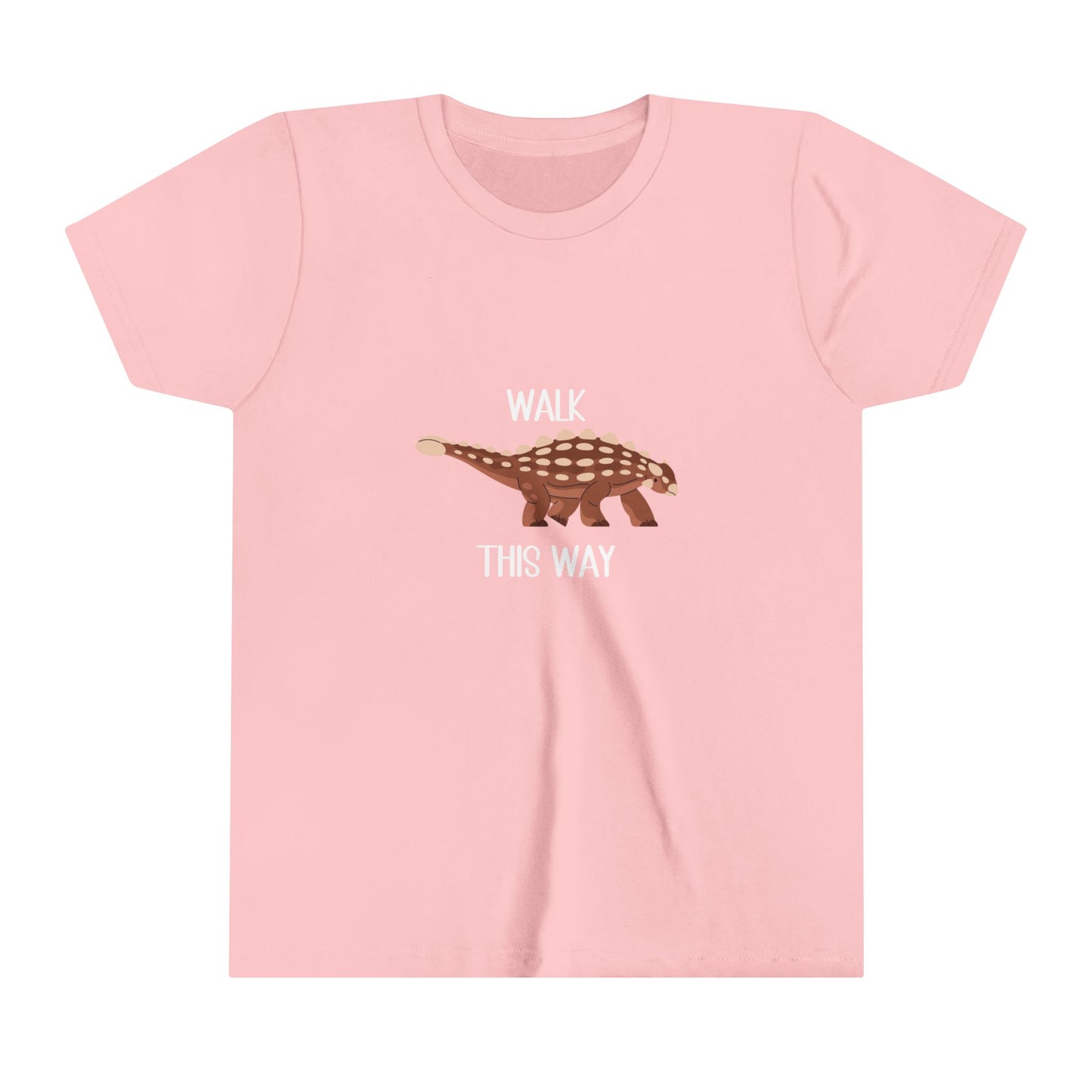 Youth Ankylosaurus Walk This Way White Graphic - Unisex Jersey Short Sleeve Tee Super Comfy Dino T-Shirt Gift