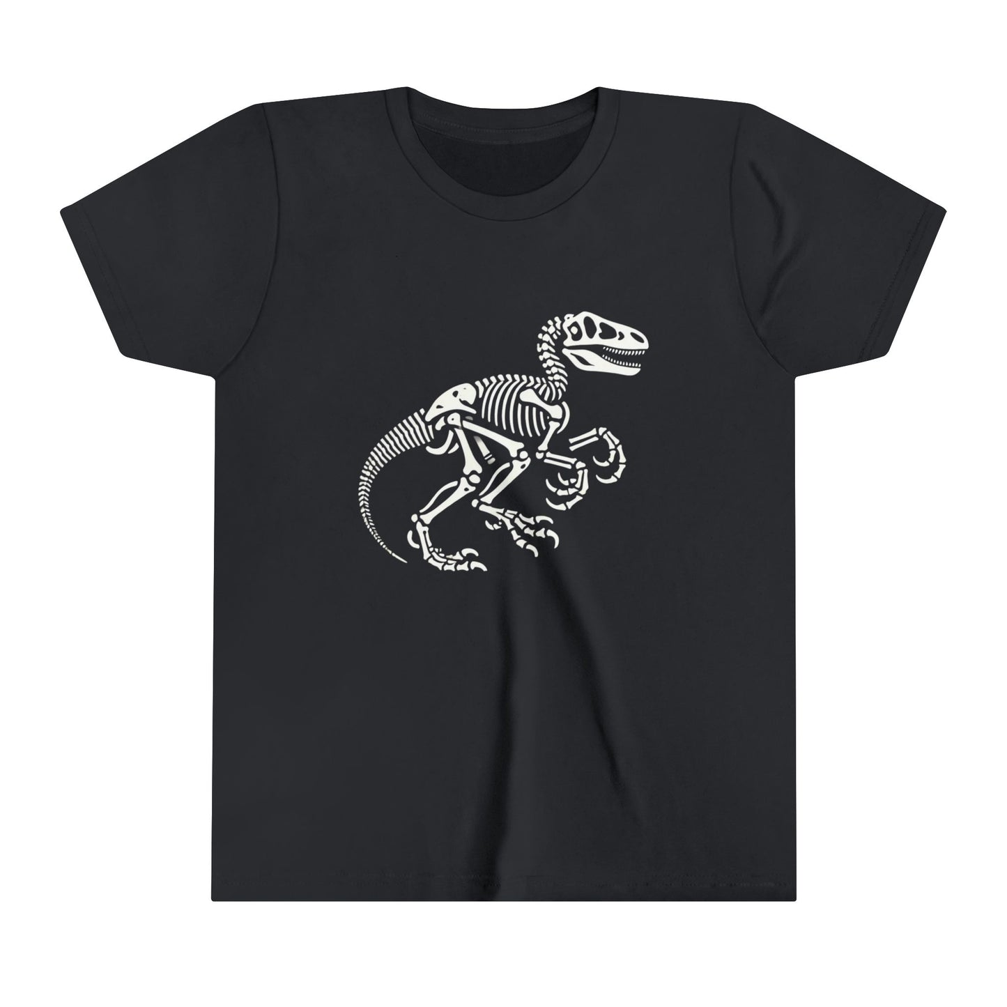 Youth Bold Velociraptor Skeleton Tee – Iconic Fossil Design for Dinosaur Fans! 🦖💀🦴 - Unisex Jersey Short Sleeve Tee Super Comfy Dino T-Shirt Gift