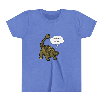 Youth Ankylosaurus Speak into the Mic Graphic - Unisex Jersey Short Sleeve Tee Super Comfy Dino T-Shirt Gift