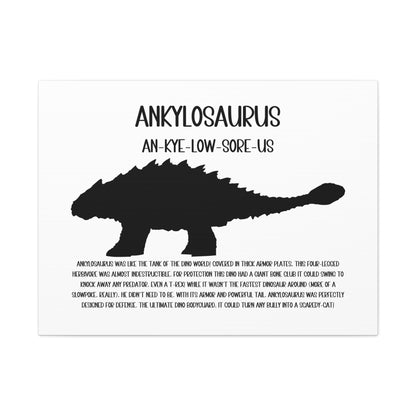 Ankylosaurus Horizontal Matte Canvas White, Stretched, 1.25" Amazing Gift for the Dino Lover in your life