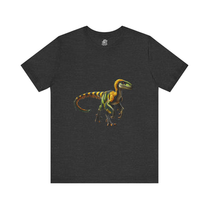 Vibrant Jungle Velociraptor Tee – Bold Green & Yellow Dino Style! 🦖🌿🔥 - Unisex Jersey Short Sleeve Tee Super Comfy Dino T-Shirt Gift