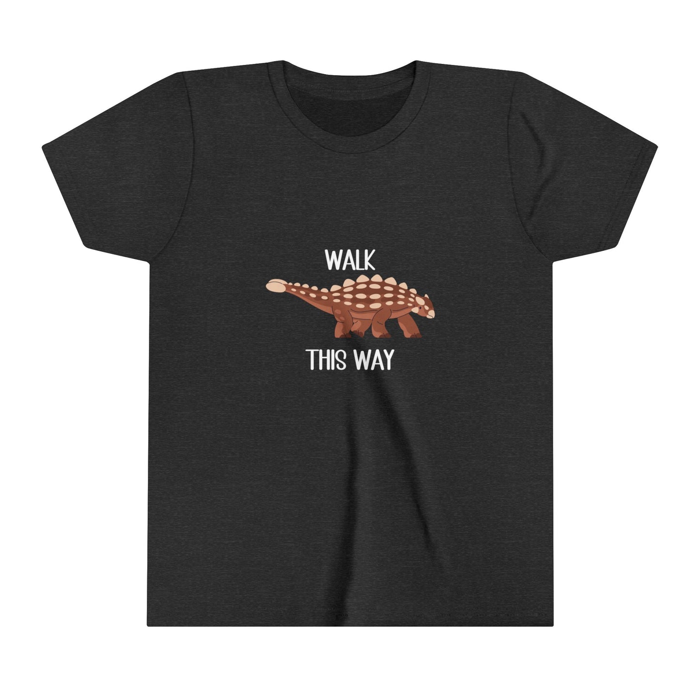 Youth Ankylosaurus Walk This Way White Graphic - Unisex Jersey Short Sleeve Tee Super Comfy Dino T-Shirt Gift