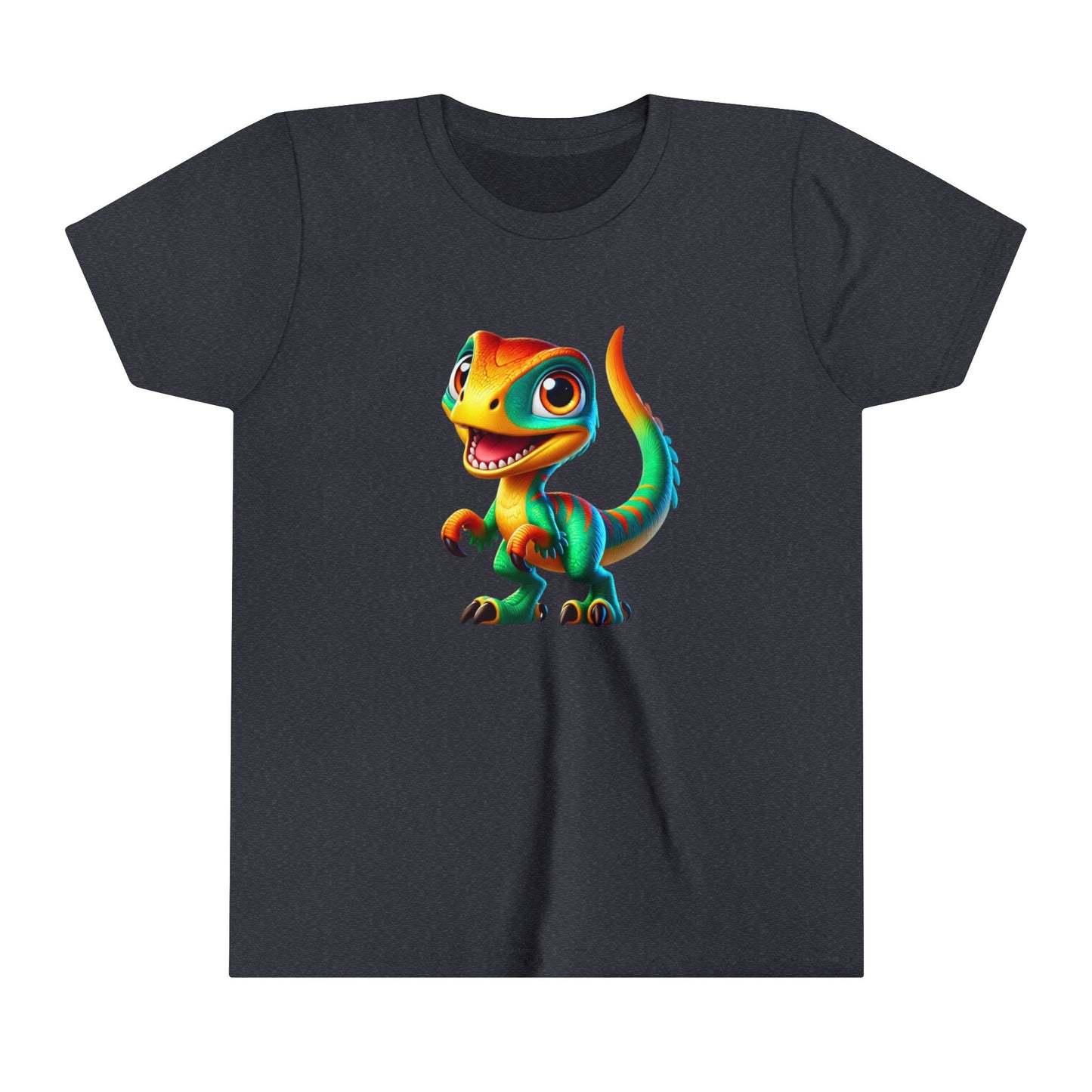 Youth Vibrant Green & Orange Velociraptor – Perfect for Dino Fans! - Unisex Jersey Short Sleeve Tee Super Comfy Dino T-Shirt Gift