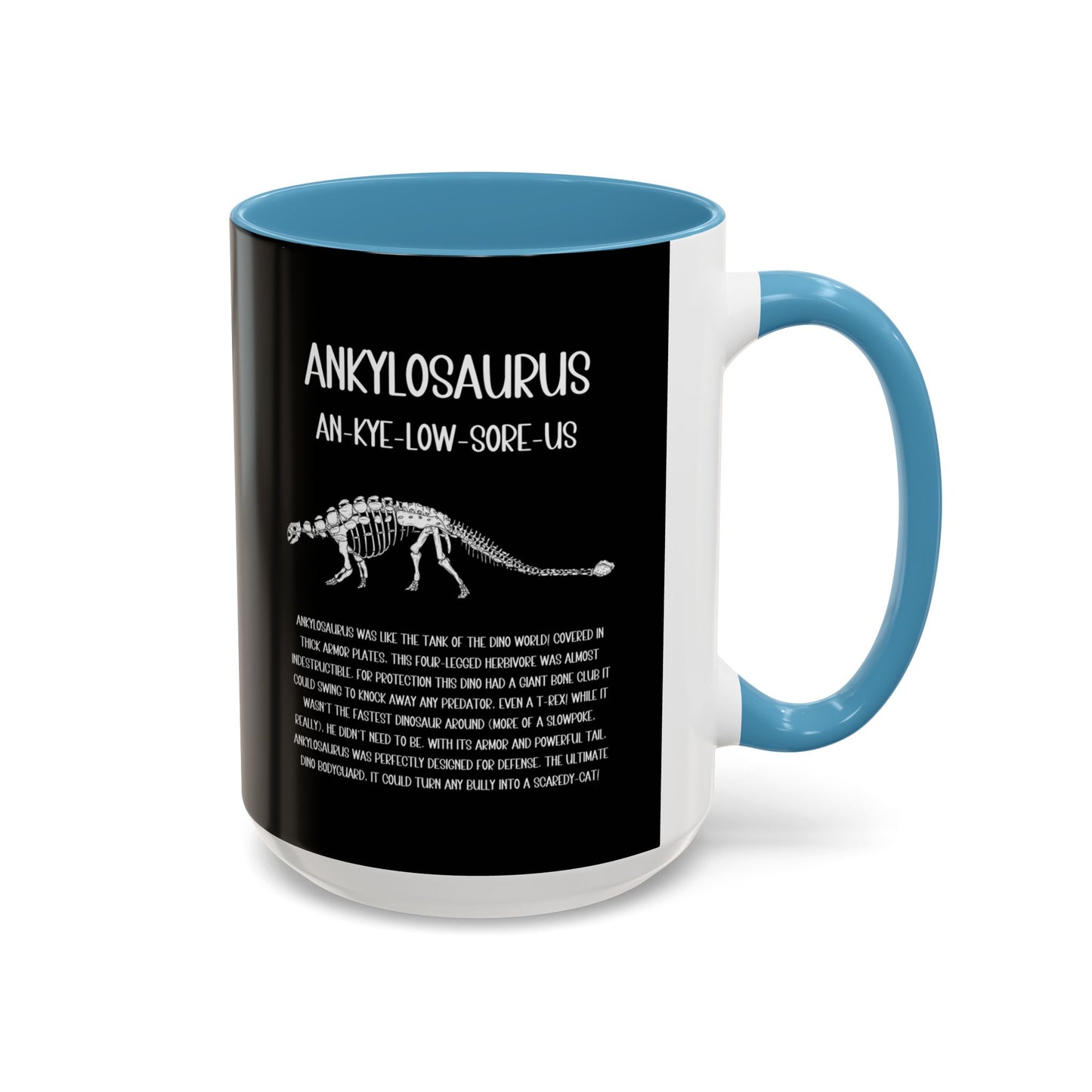 Fossil Ankylosaurus Mug with Detailed White Graphic Amazing Gift for the Dino Lovers in your life