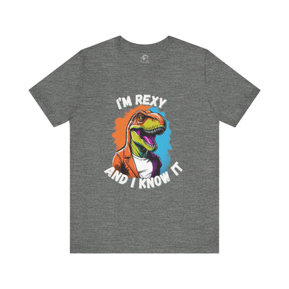 Vibrant Rex – I’m Rexy and I Know It Unisex T-Shirt with Bold Colors & T-Rex Swagger Unisex