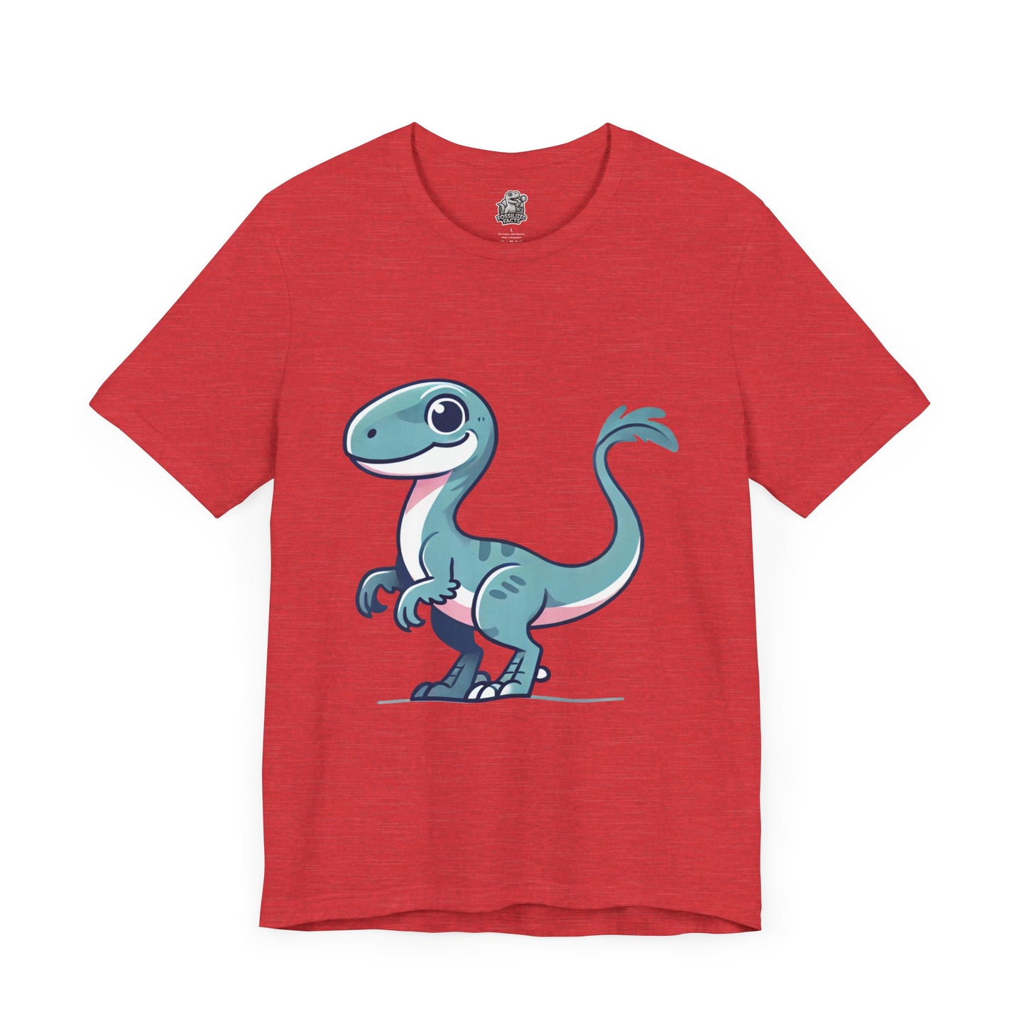 Adorable Blue Cartoon Cartoon Velociraptor - Unisex Jersey Short Sleeve Tee Super Comfy Dino T-Shirt Gift