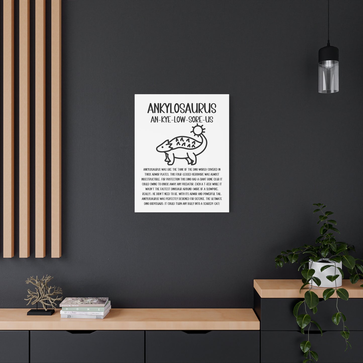 Cute Ankylosaurus Vertical Matte Canvas White, Stretched, 1.25" Amazing Gift for the Dino Lover in your life