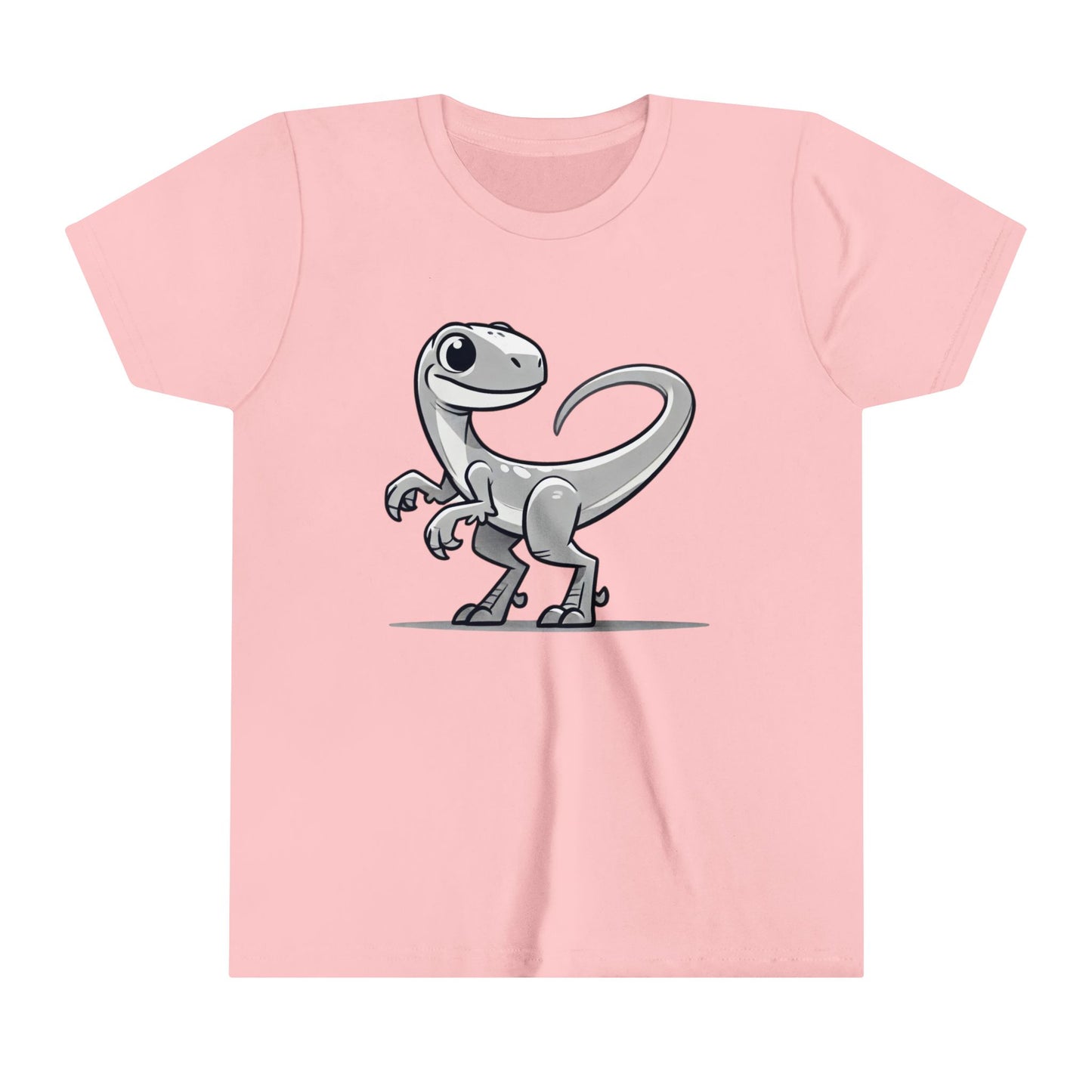 Youth Cute Velociraptor Cartoon Tee – Dino Fun for All Ages! 🦖✨ - Unisex Jersey Short Sleeve Tee Super Comfy Dino T-Shirt Gift