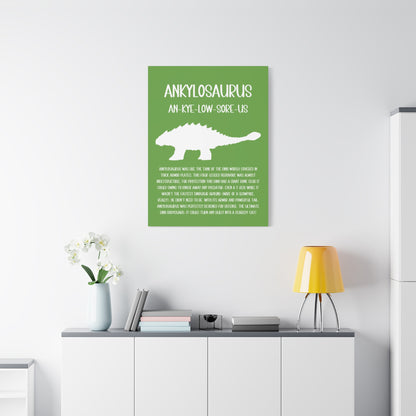 Ankylosaurus Vertical Matte Canvas Green, Stretched, 1.25" Amazing Gift for the Dino Lover in your life