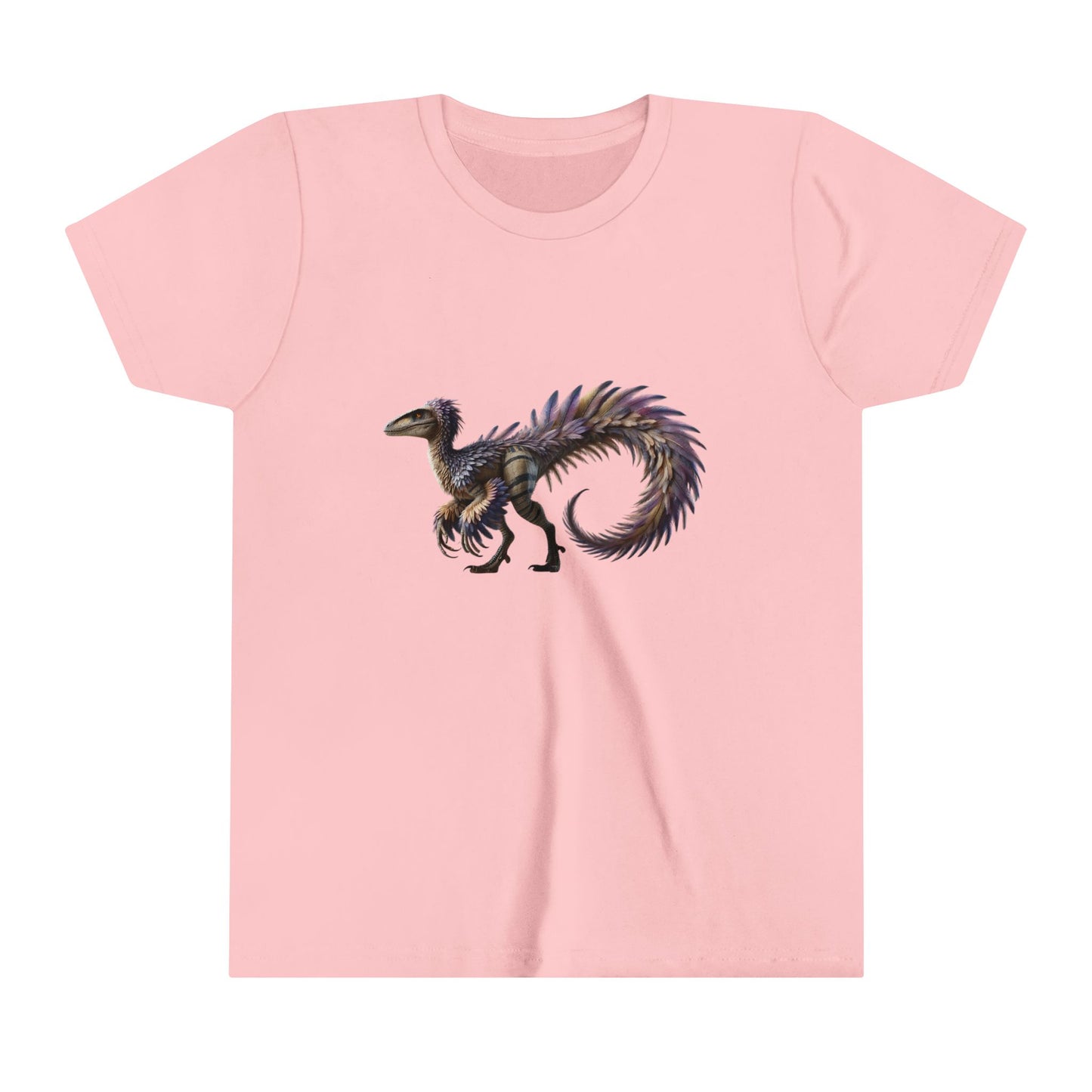 Youth Fierce & Fabulous Velociraptor Tee – Bold Stripes & a Pop of Purple! 🦖💜🌌 - Unisex Jersey Short Sleeve Tee Super Comfy Dino T-Shirt Gift