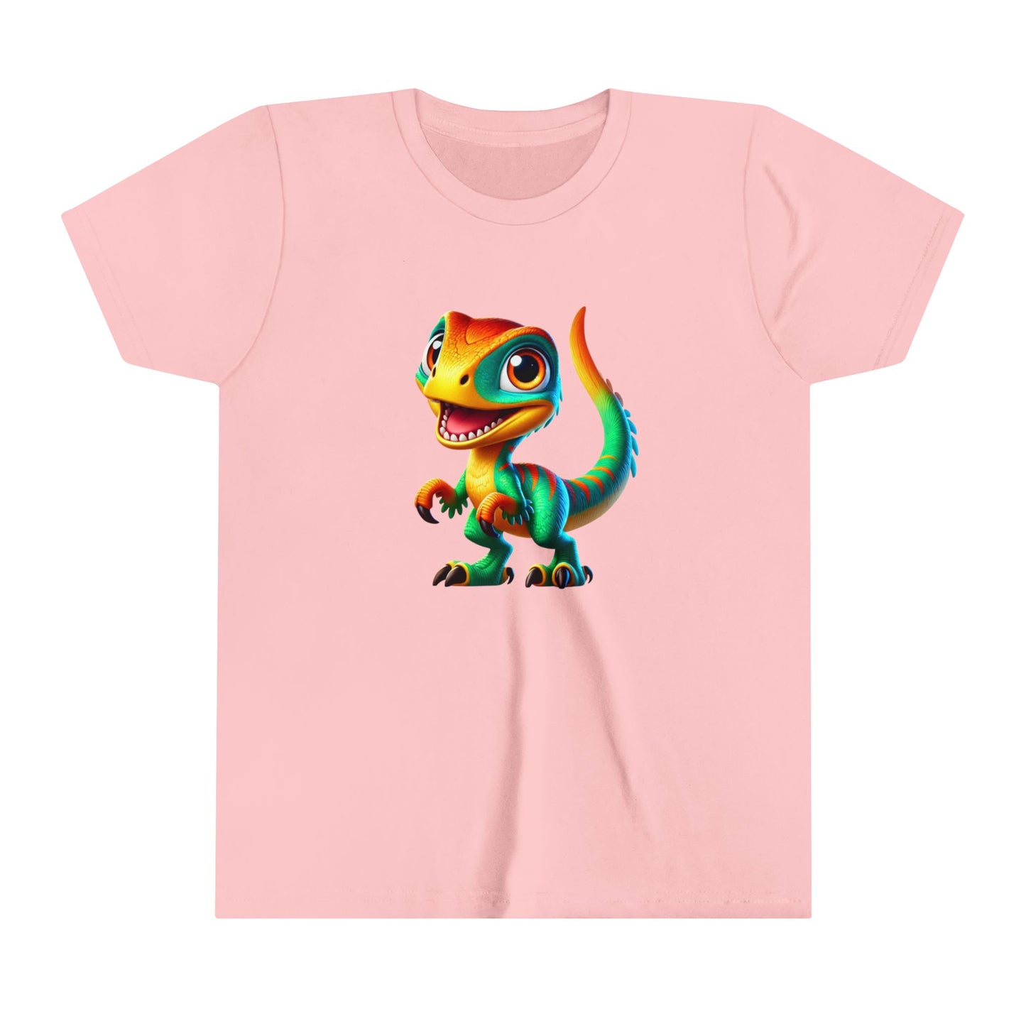 Youth Vibrant Green & Orange Velociraptor – Perfect for Dino Fans! - Unisex Jersey Short Sleeve Tee Super Comfy Dino T-Shirt Gift