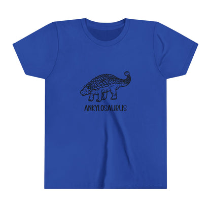 Youth Outlined Ankylosaurus T-Shirt with Black Graphics - Unisex Jersey Short Sleeve Tee Super Comfy Dino T-Shirt Gift