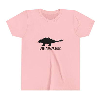 Youth Ankylosaurus T-Shirt with Black Graphics - Unisex Jersey Short Sleeve Tee Super Comfy Dino T-Shirt Gift