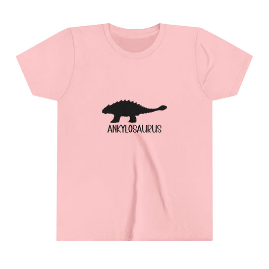 Youth Ankylosaurus T-Shirt with Black Graphics - Unisex Jersey Short Sleeve Tee Super Comfy Dino T-Shirt Gift