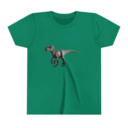 Youth Epic Velociraptor Tee – Unleash the Dino in You! 🦖🍃🧡 - Unisex Jersey Short Sleeve Tee Super Comfy Dino T-Shirt Gift