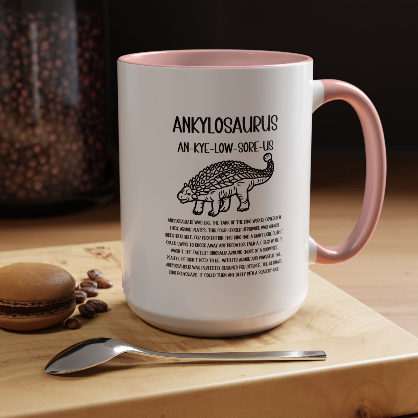 Outlined Ankylosaurus Mug with Detailed Black Graphic Amazing Gift for the Dino Lovers in your life